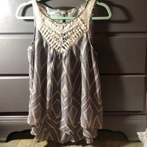Blue and tan tank top